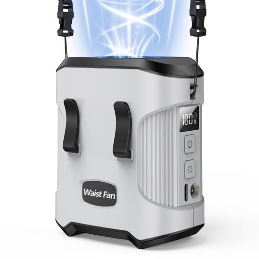 dalicode Portable Waist Fan Clip on Belt Personal Fan, 3-Speed Rechargeable with 24H Battery, Hands-Free Hanging Neck Fan, Wearable Shirt Cooling Fans for Camping, Outdoor, Jobsite