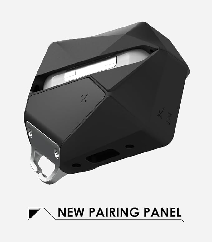 Aulumu A09 Geometric AirPods Pro 2 Case [2nd/1st Generation] with Lock | Protective Cover with Nylon Buckle | Alloy Armour | Compatible with Apple AirPods Pro(2023/2022/2019) - Black