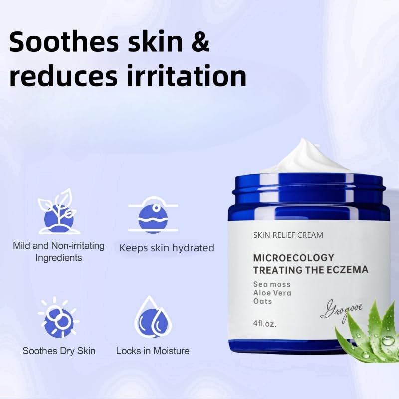 Natural Organic Eczema Soothing Cream Made With Sea Moss Aloe Vera, Oats! Sensitive Skin Dry Skin Hydrating Comfort Moisture Fragrance Free Skin care