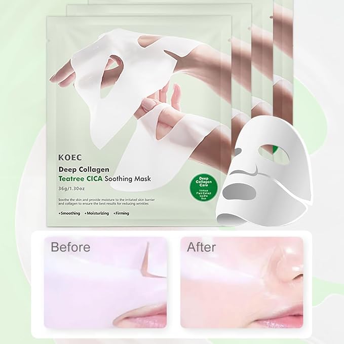 Collagen Face Mask 4-Pack - Hydrogel Sheet Mask with Hyaluronic Acid & Peptides for Instant Glow,Korean overight Wrapping Face Sheet,Elasticity Enhancing,Firming,Moisturizing