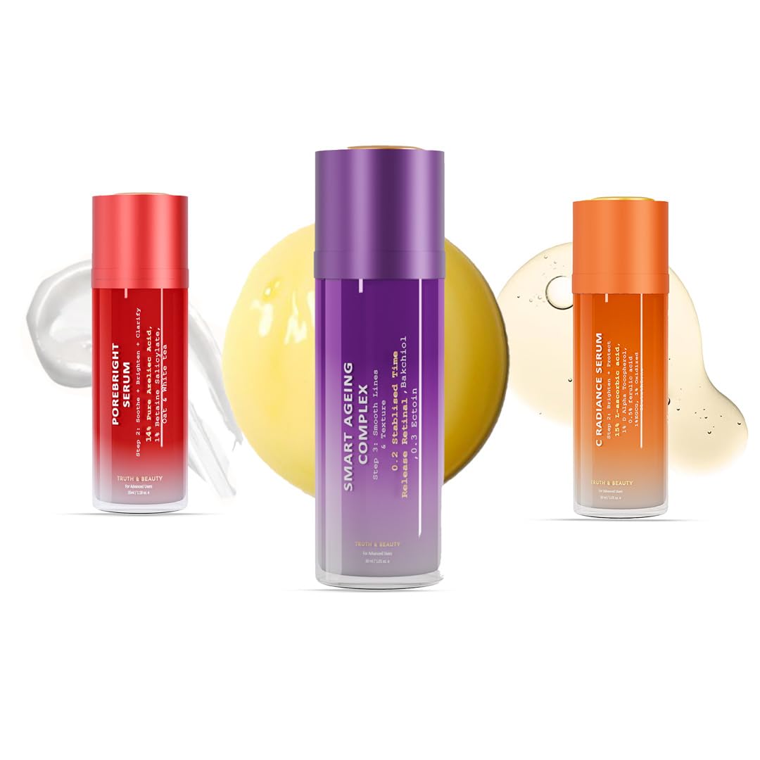 Skin Care Set For Women, Face Regimen with Smart Ageing Complex, Vitamin C Radiance Serum & PoreBright Serum, Vegan, Gluten Free, & Cruelty Free Travel Skincare Kit Advanced