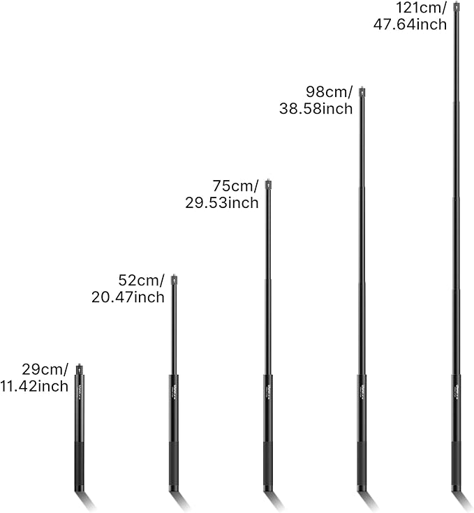 47.64" Action Cameras Selfie Stick Extendable for Insta360 Sports Camera, Selfie Vlogging Invisible Extension Pole