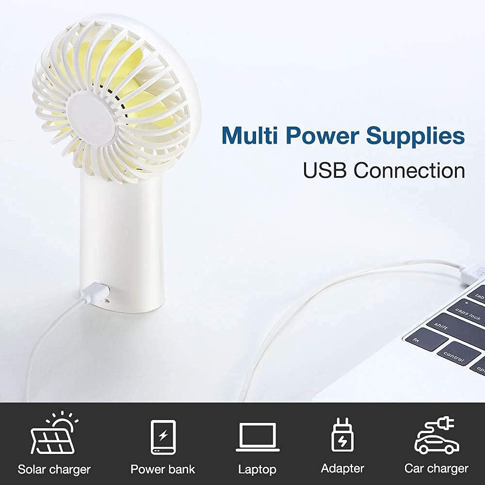 JISULIFE Handheld Fan [20H Max Cooling Time] 4000mAh USB Rechargeable, Battery Operated Portable Fan with 3 Speeds for Travel/Makeup/Office-White