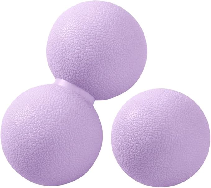 2 PCS Peanut Massage Ball Roller, Double Lacrosse Ball, Acupoint Myofascial Release, Muscle Knot Relaxer Trigger Point for Physical Therapy, Occipital, Back Knot, Psoas Muscle Release Tool (Purple)