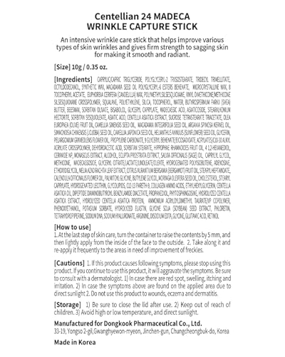 CENTELLIAN 24 Madeca Wrinkle Capture Stick (0.4oz) - Multi Balm Stick for Wrinkles & Fine Lines. Korean Skincare, Eye Cream & Moisturizer by Dongkook. Centella Asiatica, Ceramide, Collagen