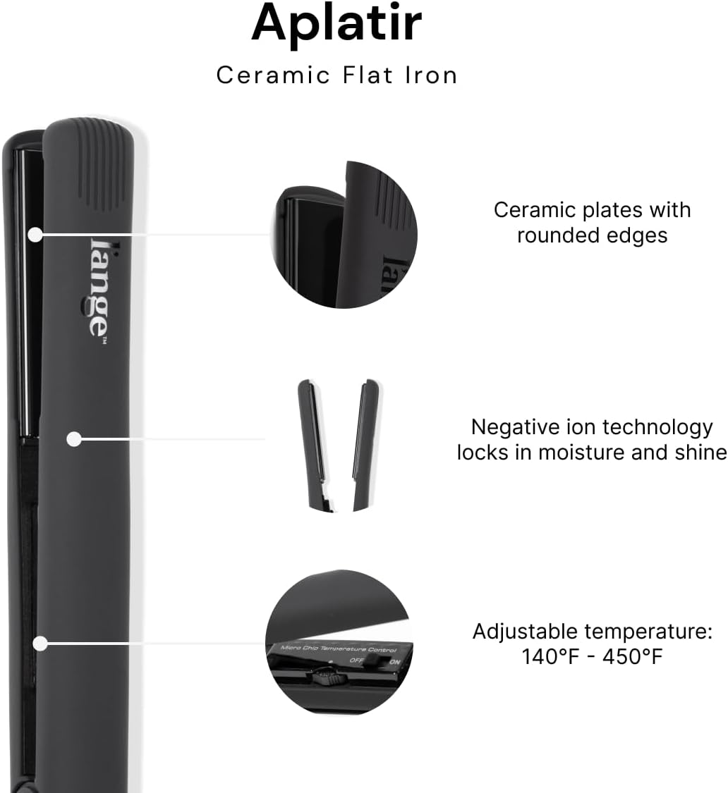 L'ANGE HAIR Aplatir Ceramic 1" Flat Iron | Adjustable Temp & Dual Voltage Hair Straightener | Tourmaline-Infused Plates for Smooth, Frizz-Free Styling | 1 Inch Styling Tool (Black)