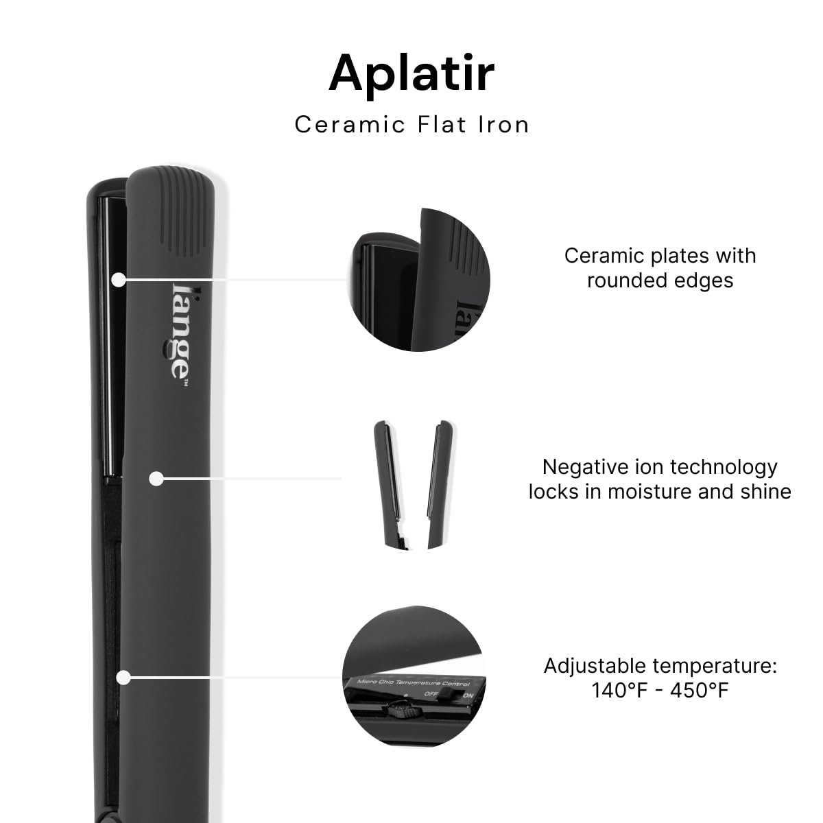 L'ANGE HAIR Aplatir Ceramic 1" Flat Iron | Adjustable Temp & Dual Voltage Hair Straightener | Tourmaline-Infused Plates for Smooth, Frizz-Free Styling | 1 Inch Styling Tool (Black)