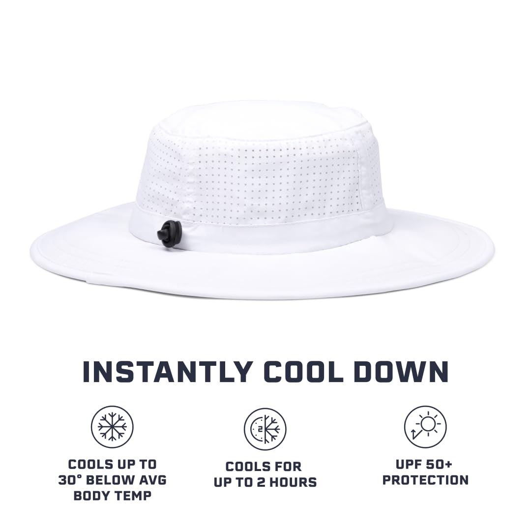 MISSION White Cooling UPF Boonie Hat - Unisex Sun Hat for Hiking, Beach & Fishing - Sweat & Water Activated Technology