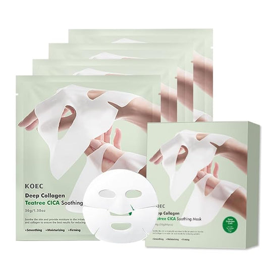 Collagen Face Mask 4-Pack - Hydrogel Sheet Mask with Hyaluronic Acid & Peptides for Instant Glow,Korean overight Wrapping Face Sheet,Elasticity Enhancing,Firming,Moisturizing