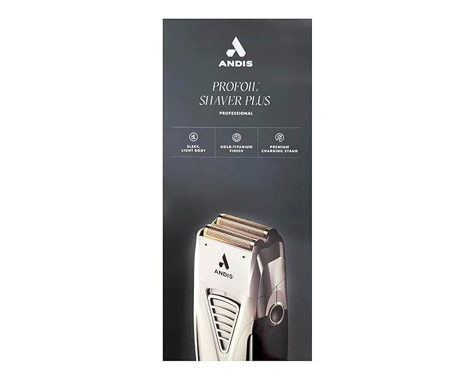 Andis TS-2 17255 Pro Foil Lithium Titanium Foil Shaver, Cord/Cordless, Smooth Shaving Cordless Shaver with Charger, Black