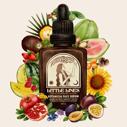 LITTLE LINES Botanical Bakuchiol Face Oil Serum | Holistic Retinol Alternative | Waterless blend of 17 botanicals | Anti-Aging Natural Skin Care For Fine Lines & Wrinkles | Hydrating & Brightening