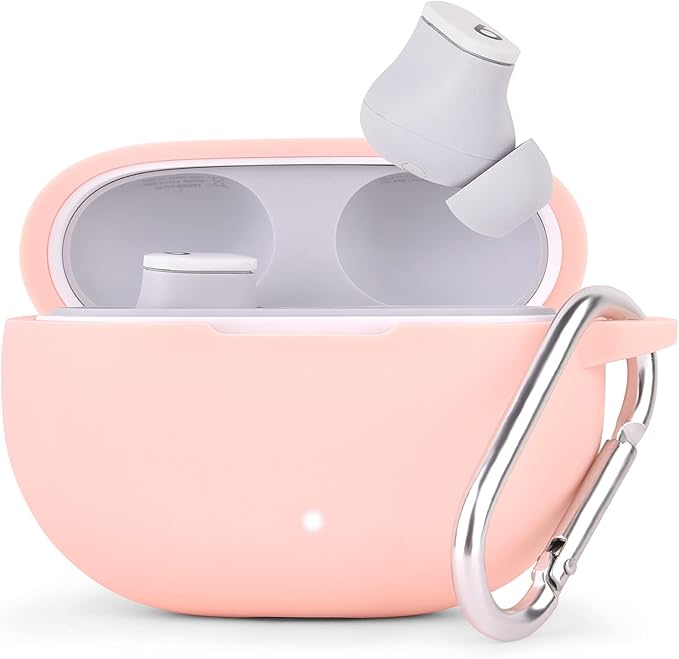 AIRSPO Silicone Case Compatible with Beats Studio Buds Case 2021 Soft Protective Cover for Beats Wireless Earbuds with Keychain (Pink)