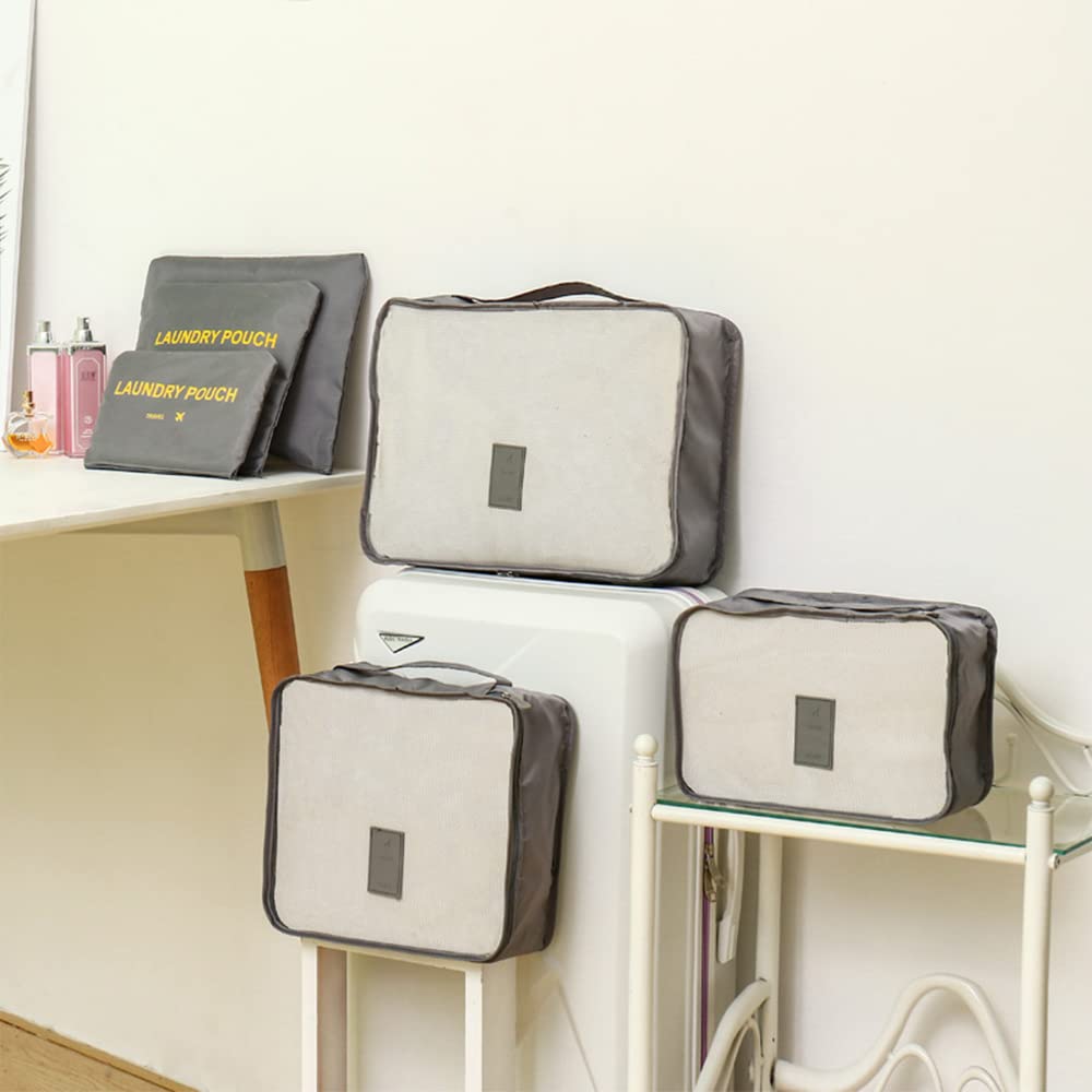 Fxkoolr Packing Cubes 6 pieces Travel Accessories Travel Luggage Packing Organizers Bags for Backpack Suitcases, Grey