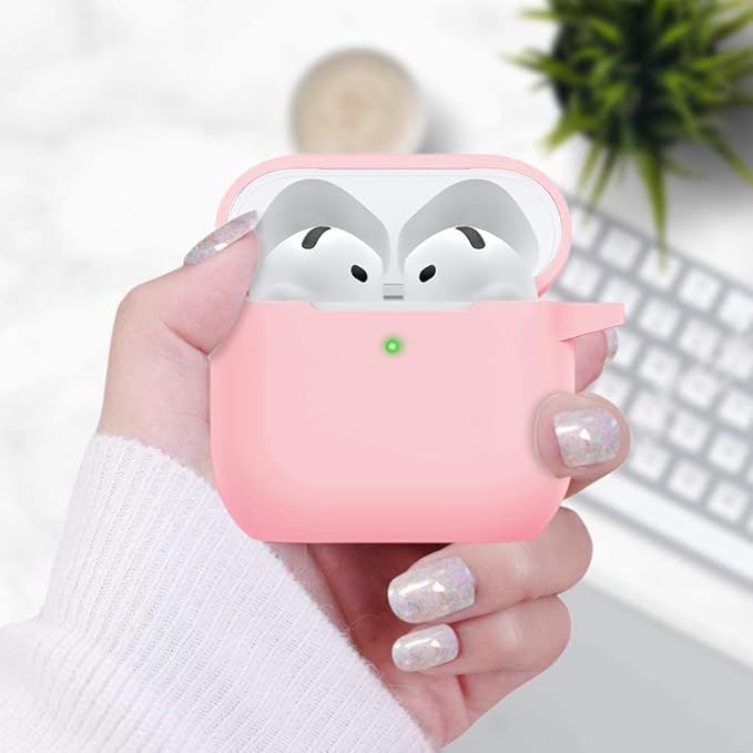 Case Cover for Apple Airpods 4 - VOTILE Airpods 4 Cases 2024 Cover Women Silicone iPods 4 Earbuds Wireless Accessorie Charging Cases Girl Bling Keychain for Airpod iPods 4th Generation - Pink