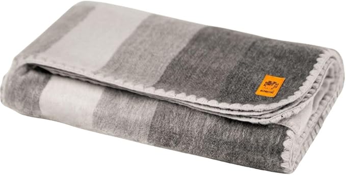 Alpaca Wool Blanket – Queen Size, 87 x 64 Inches – Warm & Lightweight – Couch, Bed, or Outdoor Blanket – Gray