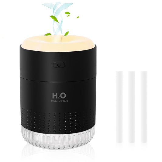 BAMCOO Portable Mini Humidifier, Auto Shut-Off, 2 Mist Modes, Quite, Small Humidifiers for Bedroom Travel Office Desk Plants (Black)