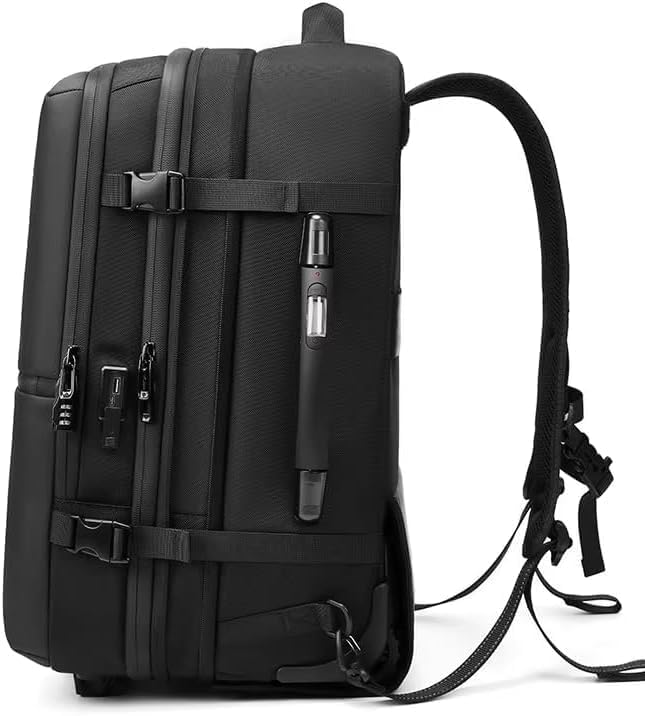 21" Vacuum Compression Backpack with Wheels, Expandable, Waterproof, Carry On Travel, Laptop Bag, Flight Approved Luggage Rolling Suitcase Backpacks(Built-in Vacuum Backpack with wheels)