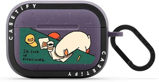 CASETiFY Bounce Airpods Pro (1st/2nd Gen) Case with Ring - I'm Sick of Everything - Matte Deep Purple