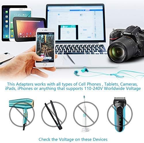 Ceptics Italy, Chile Travel 2 Pack Plug Adapter QC 3.0 & PD, Safe Dual USB & USB-C - 2 USA Socket Compact & Powerful - Use in Rome, Milan, Greece - Type C, Type L - Fast Charging (AP-9C-12-PK)