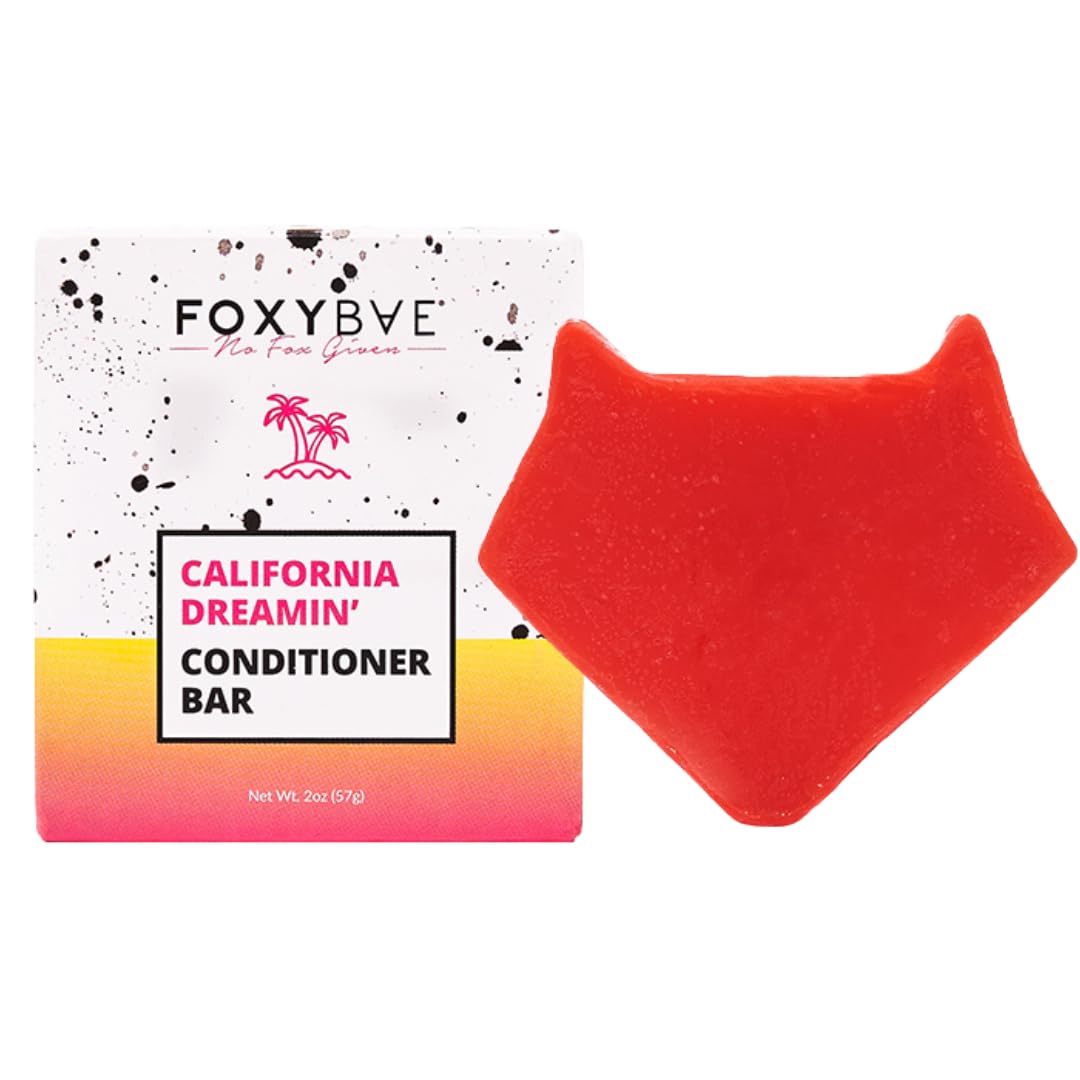 FoxyBae Solid Conditioner Bar for Hair - with Biotin, Rice Protein, Coconut Oil, & Jojoba Oil - Conditions, Moisturizes, Hydrates - for Women & Men - California Dreamin' - 2 Oz