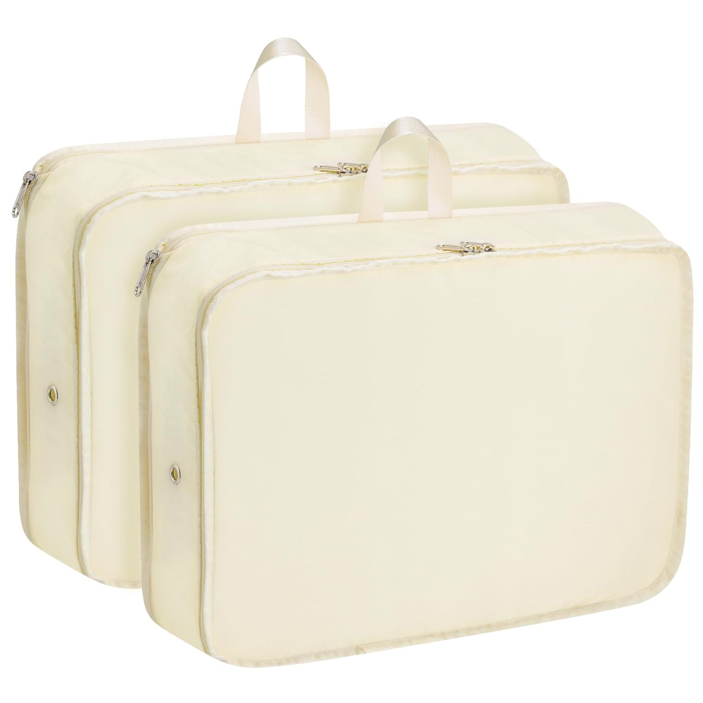 Extra Large Compression Packing Cubes for Travel Essentials, 2 Pack Expandable Travel Cubes for Packing Bags Suitcase Organizer, Beige
