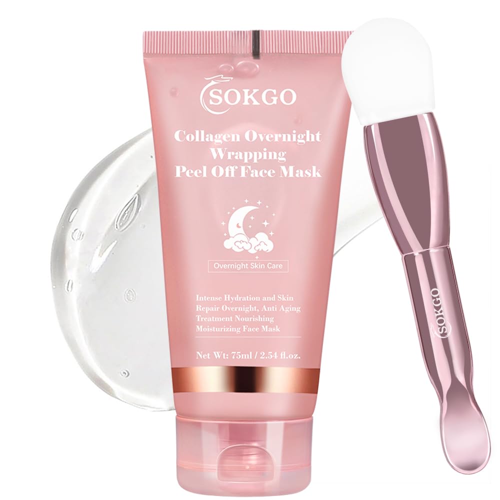 Sokgo Collagen Overnight Wrapping Mask, Intensive Hydration Anti Aging Overnight Skin Treatment, Boosts Elasticity and Firmness, Revitalizes Dull Skin Reduces Fine Lines and Wrinkles (1PCS)