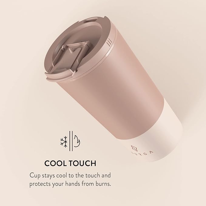 BURGA Travel Coffee Mug (16oz) Spill-Proof, Secure-Seal Insulated Mug Scratch-Resistant, Stainless Steel Anti-Slip Tumbler Double Pink
