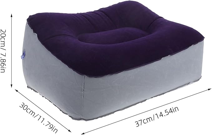 BESPORTBLE Inflatable Foot Rest Pillow Travel Footrest Cushion Outdoor Airplane Massage Stool Relax Cushion 2 Pcs (Grey Blue)