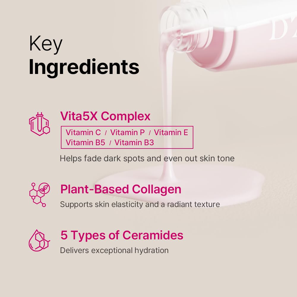 D'AMU Collagen Cream Face Mist – Hydrating & Brightening Facial Spray with Vita 5X Multi-Vitamin Complex for Elasticity Care & Radiant Glow – Korean Skincare Gift for Women – 3.38 fl.oz.