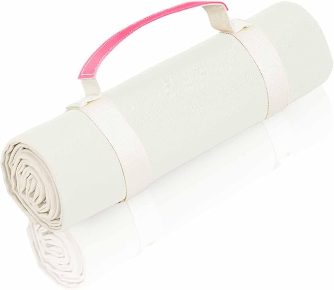 4’9” x 6’3” White Lightweight Water-Resistant Canvas Mat – Picnic, Outdoor, Beach, Park, Camping, Toy Mat