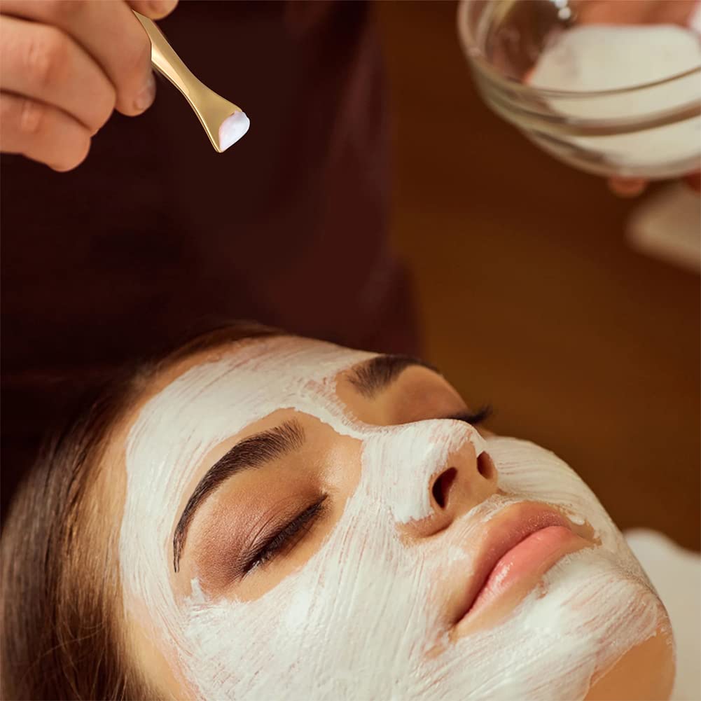 Metal Eye Face Cream Applicator Stick and Mini Cosmetics Spoon Spatula, Zinc Alloy Makeup Spoon Metal Eye Facial Massager for Facial Cosmetic Face Cream (Gold)