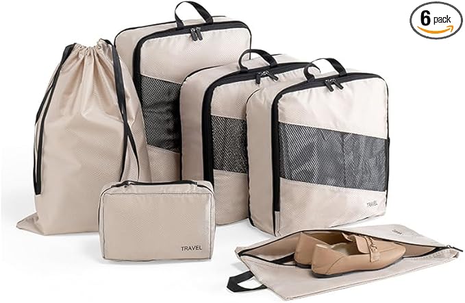 6 Set Compression Packing Cubes For Travel- Effortless Organization&Space Saving Cube For Quick Packing And Unpacking,Travel Must Have Suitcase Essentials For Business Trip,Cruise,Camping,Vacation