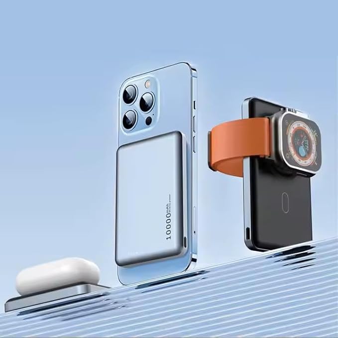 JORDISA Slim Power Bank Titanium 10000mAh - Magnetic Fast Charging Slim Portable Charger, Slim Power Bank Portable Charger for Travel and Daily Use - Lightweight and Durable