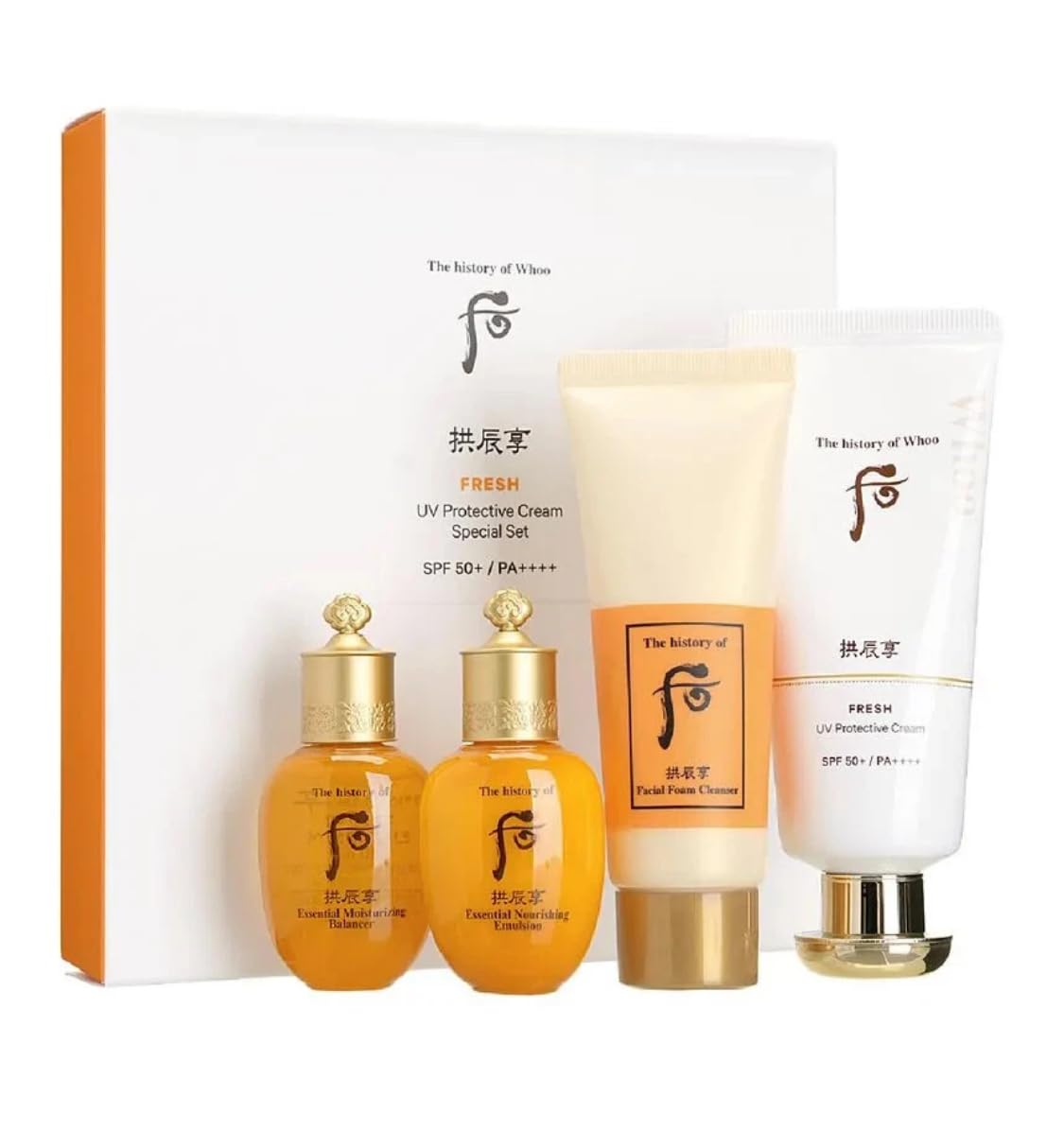 The Whoo Fresh UV Protective Cream Special 4pcs Set SPF 50+/ PA ++++ Provide Long-lasting Hydration to Dry Skin Complex, Moisturization and Nourish the Skin. Made in Korea