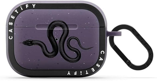 CASETiFY Bounce Airpods Pro (1st/2nd Gen) Case with Ring - Black Kingsnake - Matte Deep Purple