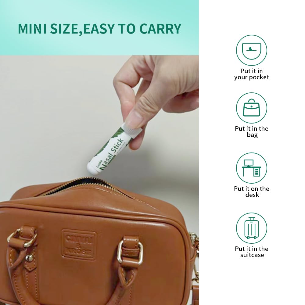 Nasal Stick, Instant Relief and Refreshment, Travel Size, Quick Acting Long Lasting Invigorating Scent, Non Irritating Nasal Inhaler (Large, Mint, Strong Mint, Grapefruit, Lavender, Green Tea)