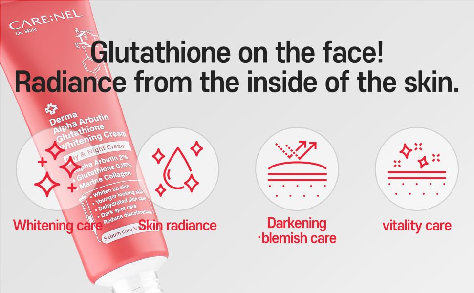 CARE:NEL Whitening Cream for face Korea Derma Alpha Arbutin Glutathione 1.52fl.oz/45ml