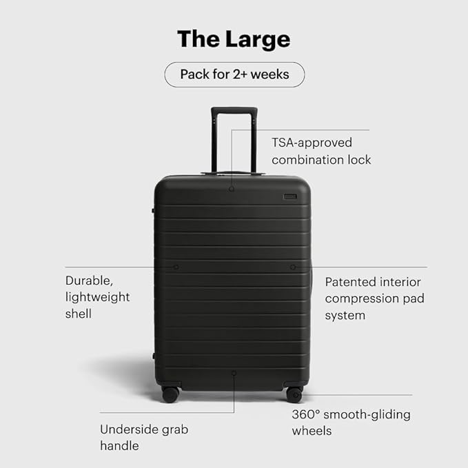 Away Large Checked Luggage, 29 Inch Hardside Suitcase with Spinner Wheels, Lightweight & Durable, TSA Lock, Jet Black