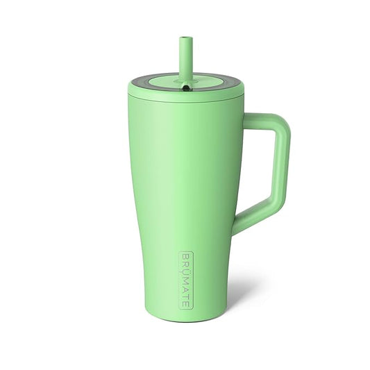 BrüMate Era 30 oz Tumbler with Handle and Straw | 100% Leakproof Insulated Tumbler with Lid and Flexible SoftSip Straw | Made of Stainless Steel | Cup Holder Friendly Base | 30oz (Kiwi)
