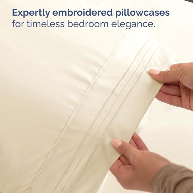 Bulk Case Pack of 10 Sheet Sets - (10) Complete Split King Size Sheet Sets with Deep Pockets - Wholesale Bulk Bedding for Hotels, Spas & Airbnbs - Breathable & Wrinkle Free - (Split King, Off White)