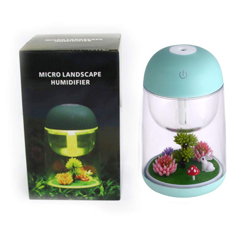 AEKAN Micro Landscape Humidifier with Changing Led Light,Adjustable Mist Mode, Waterless Auto Shut-off,for Bedroom,Office,Car (green)