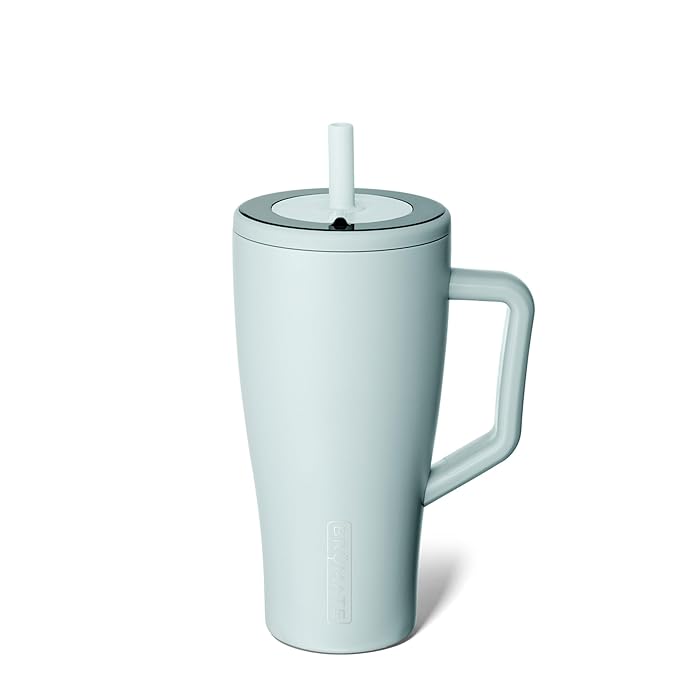 BrüMate Era 30 oz Tumbler with Handle and Straw | 100% Leakproof Insulated Tumbler with Lid and Flexible SoftSip Straw | Made of Stainless Steel | Cup Holder Friendly Base | 30oz (Blue Agave)