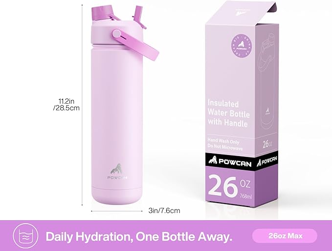 26 oz Insulated Water Bottle with 2-in-1 Straw and Spout Lid, Keep Cold 24H, Leak-Proof, Fits in Car Cup Holder, Stainless Steel Water Bottle for Sports, Travel, and School (Starlight Cascade)