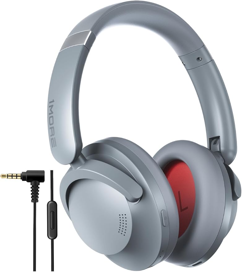 1MORE SonoFlow Pro HQ51 Wireless Over-Ear Headphones, Reduce Noise by Up to 45dB, Hi-Res Audio, 100H Playtime, App Control, Bluetooth 5.4, AI Clear Calls, Ultra-Light Comfort for Travel Office, Silver