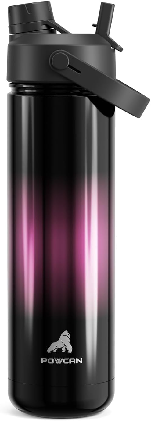 26 oz Insulated Water Bottle with 2-in-1 Straw and Spout Lid, Keep Cold 24H, Leak-Proof, Fits in Car Cup Holder, Stainless Steel Water Bottle for Sports, Trip, Gym, and School (Neon Night)