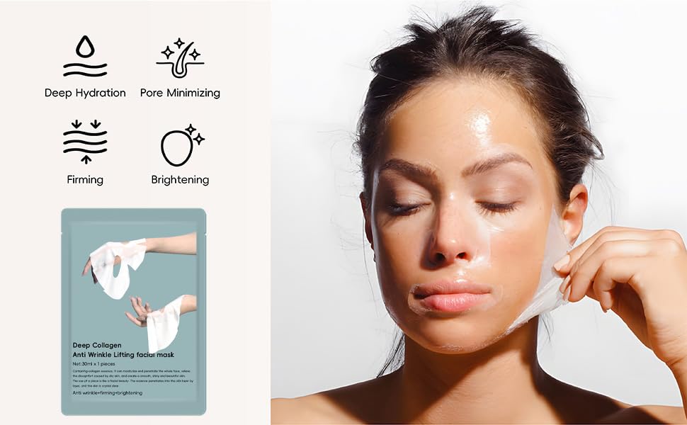 LAJPXKHY 10 Pack Deep Collagen Overnight Mask, Bio-Collagen, Korean Face Mask, Face Mask Overnight, Anti Wrinkle Lifting Mask