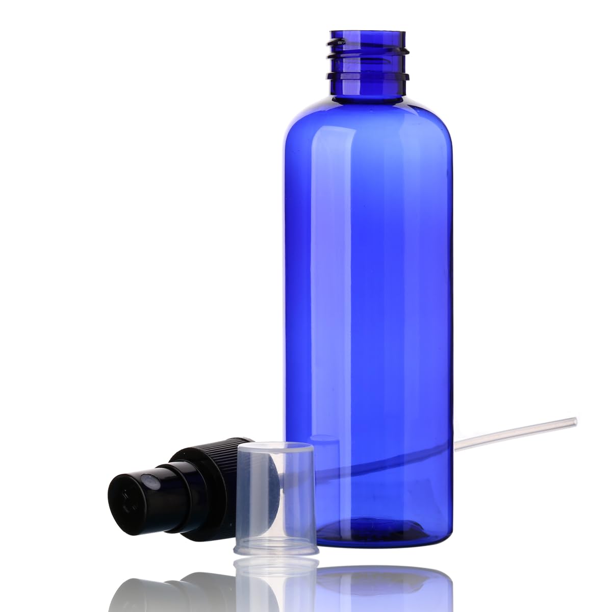 SINIDE Empty Spray Bottles 100 ml/3.4 oz, Blue Plastic Fine Mist Mini Travel Bottle Set, Portable Refillable Makeup Sprayer Containers for Perfume, Liquids, Aromatherapy, Cleaning Solution (4 Pack)