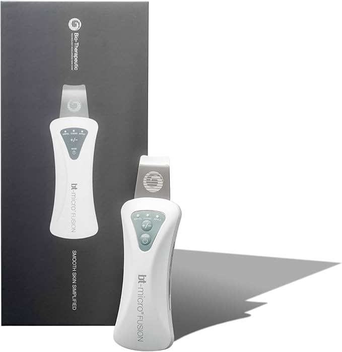Bio-Therapeutic bt-Micro Fusion Ultrasonic Skin Exfoliation. Smooth Skin, Clear Congestion, Superior Blackhead Extraction, 3 Modes 2 Power Levels, Stainless Steel Applicator, Rechargeable