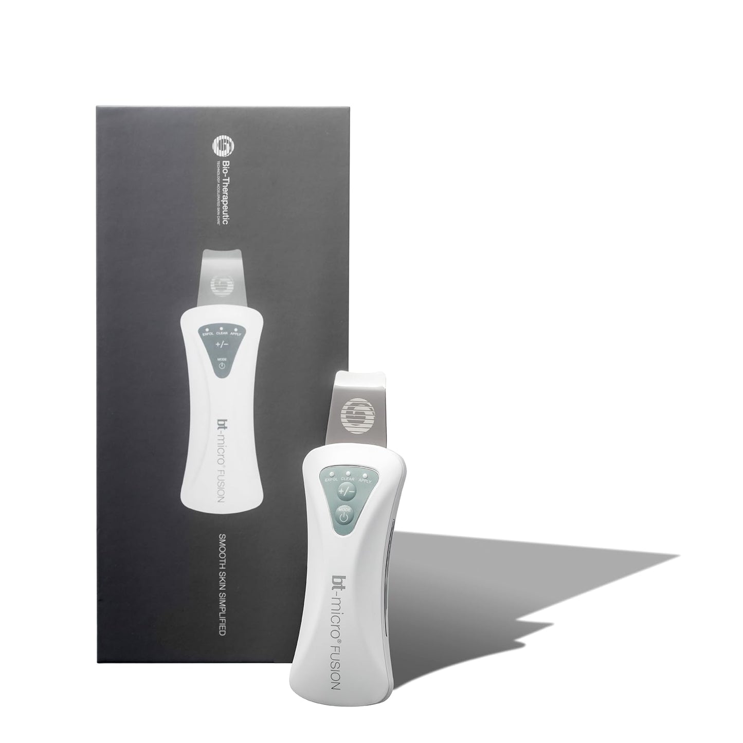 Bio-Therapeutic bt-Micro Fusion Ultrasonic Skin Exfoliation. Smooth Skin, Clear Congestion, Superior Blackhead Extraction, 3 Modes 2 Power Levels, Stainless Steel Applicator, Rechargeable