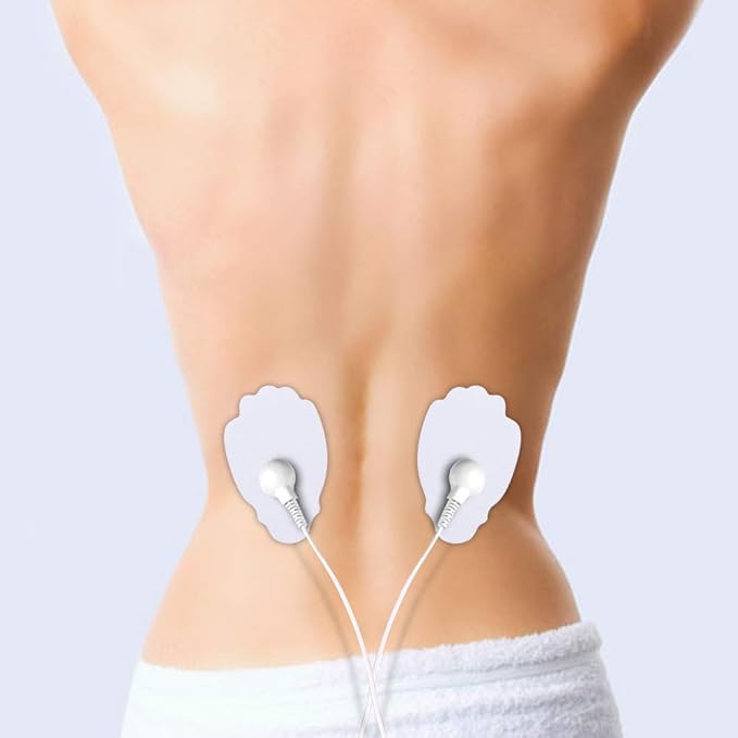 Belifu TENS Unit Electrode Pads Reusable Self-Adhesive Replacement Massage Pads Latex Free, Standard Connection Snap on 3.5mm Cable for Tens EMS Massager